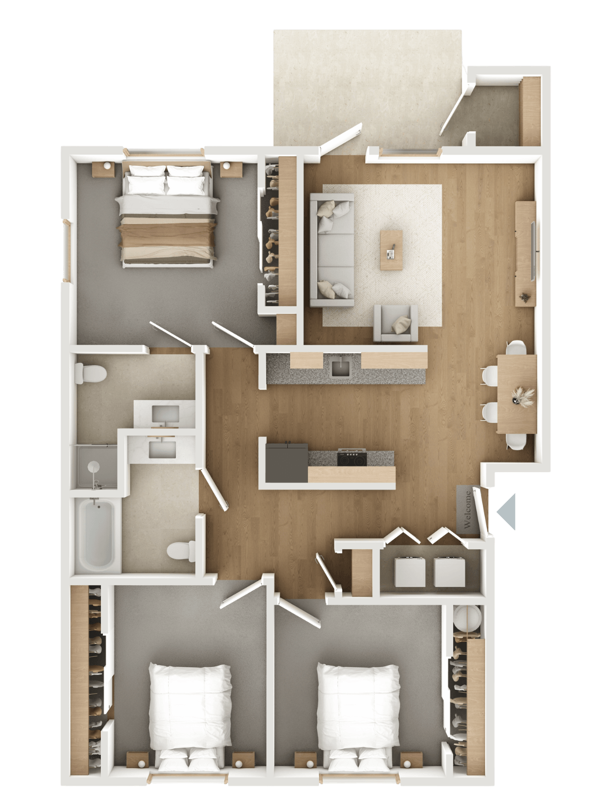 Three Bed Two Bath floor plan